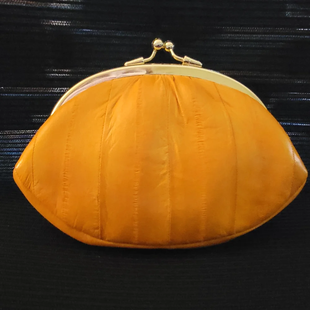Like New- Vintage Genuine Eel Skin Double Kiss Lock Small Clutch - Picture 2 of 8